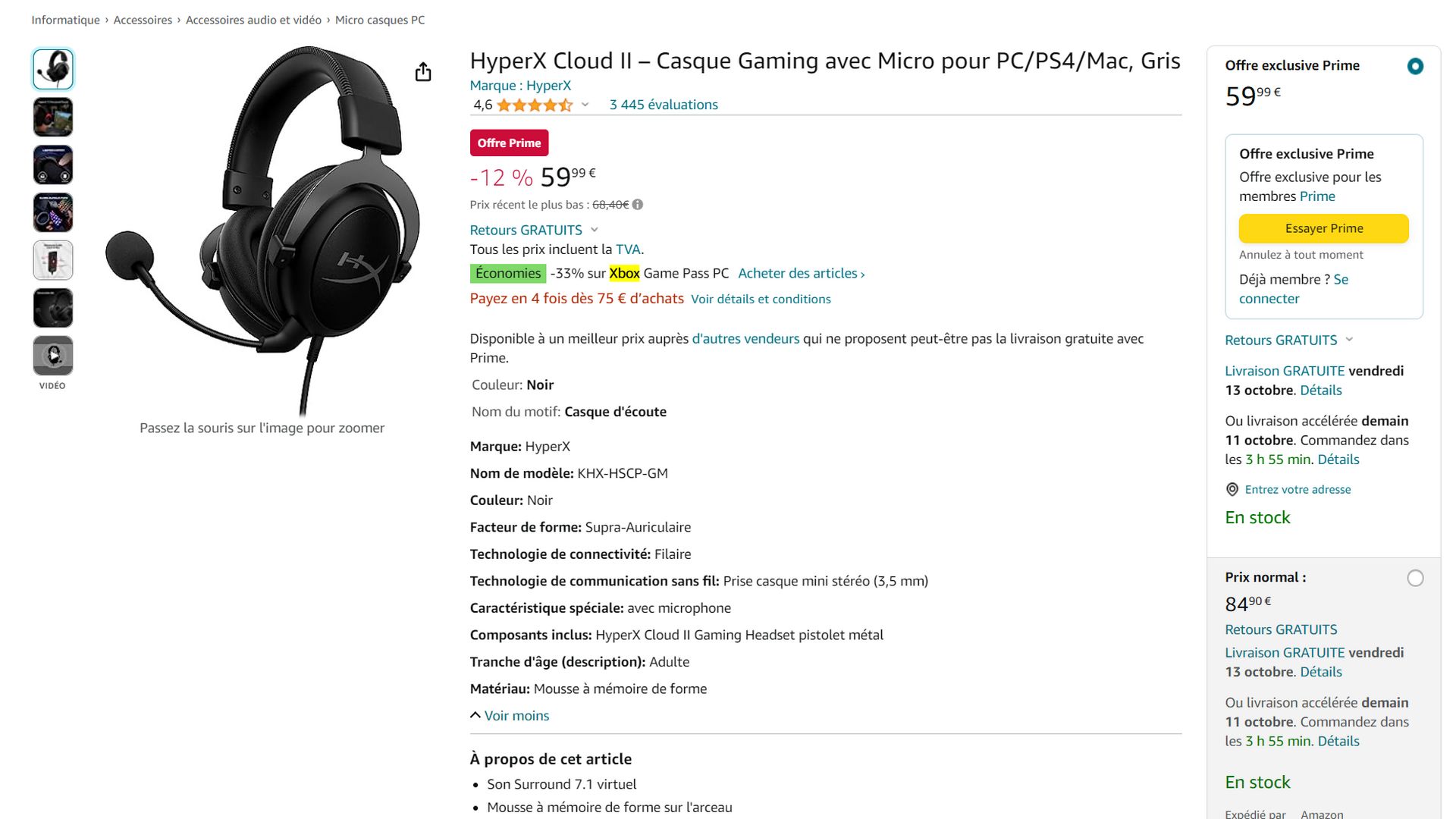 Bon plan] Le casque HyperX Cloud II à 59,99 euros pour les membres   Prime