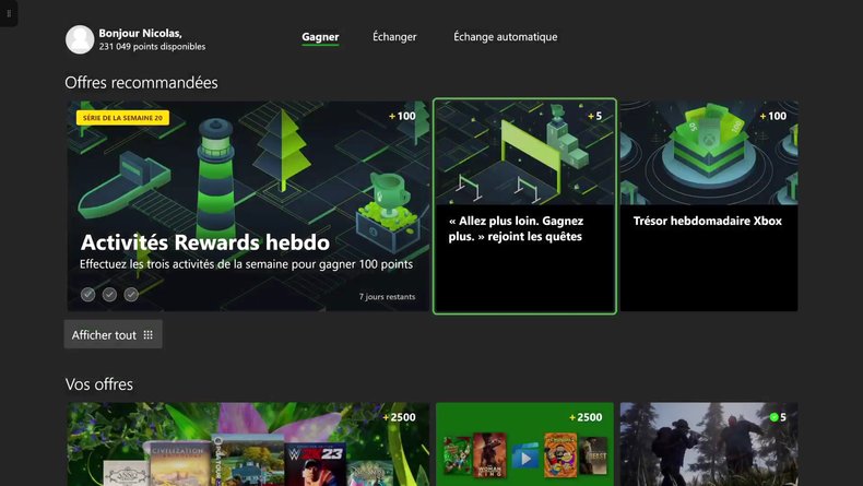 Xbox remplace la carte Microsoft Rewards quotidienne de 50 points par une  quête Game Pass | Xbox One - Xboxygen