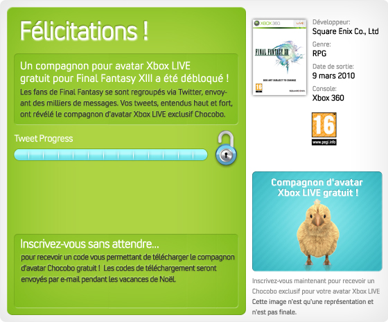 Un chocobo gratuit pour votre avatar