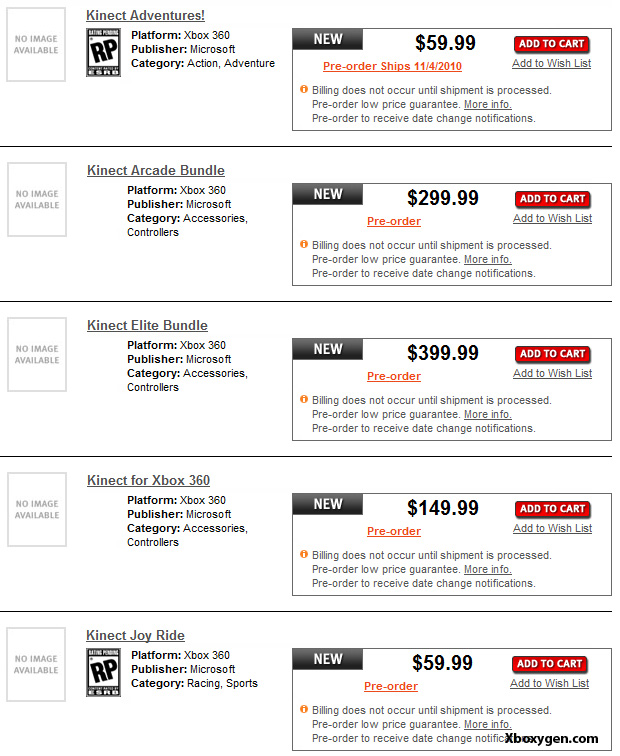 Prix de Kinect : Gamestop dit 150 dollars