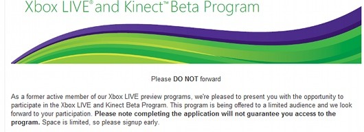 Kinect : une bêta pour certains membres ?
