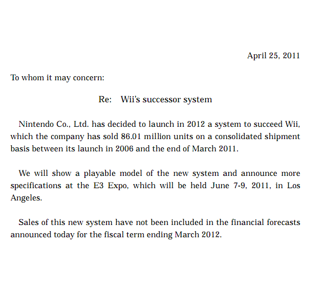 Nintendo confirme sa nouvelle console sur son site !