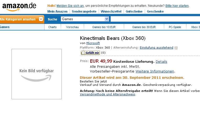 Kinectimals Bears : nouveau jeu Microsoft ?