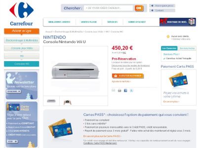 News : Wii U : prix Carrefour à 450€