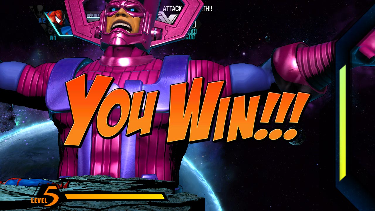 Et oui, Galactus est jouable ! Et même avec lui, mordre la poussière sera pas super agréable