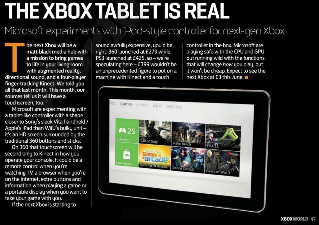 Une tablette pour la Xbox 720 ?