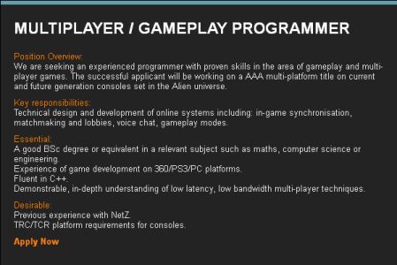News : Creative Assembly recrute pour un jeu Alien next-gen