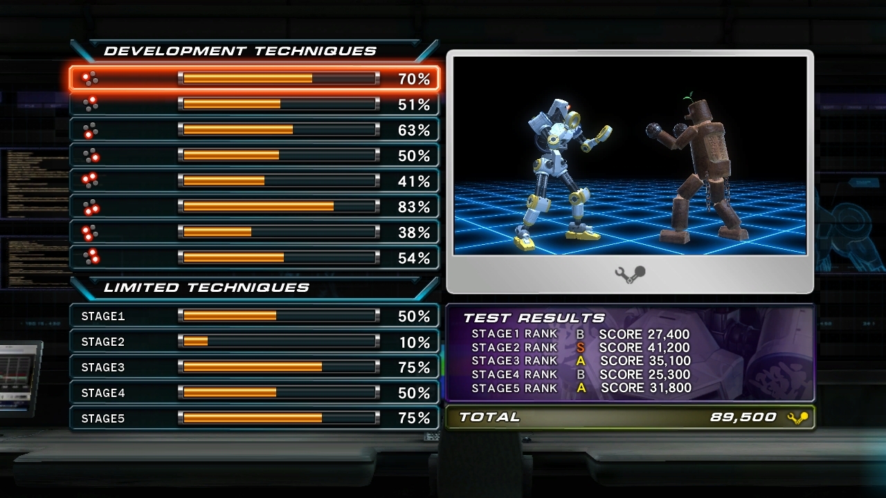 Combot peut s'améliorer et se customiser, via ce menu.