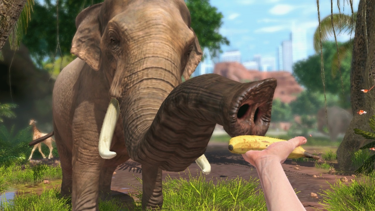 Avec Kinect, on peut donner de la nourriture à certains animaux.
