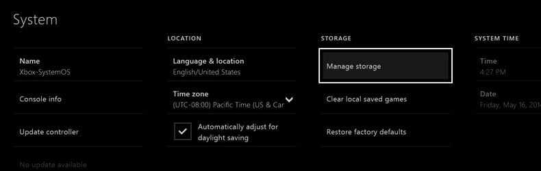 Xbox One : mise à jour de juin avec stockage externe