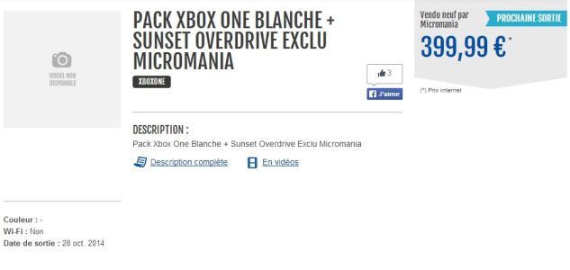 News : [MAJ] La Xbox One Blanche + Sunset en exclu chez Micromania