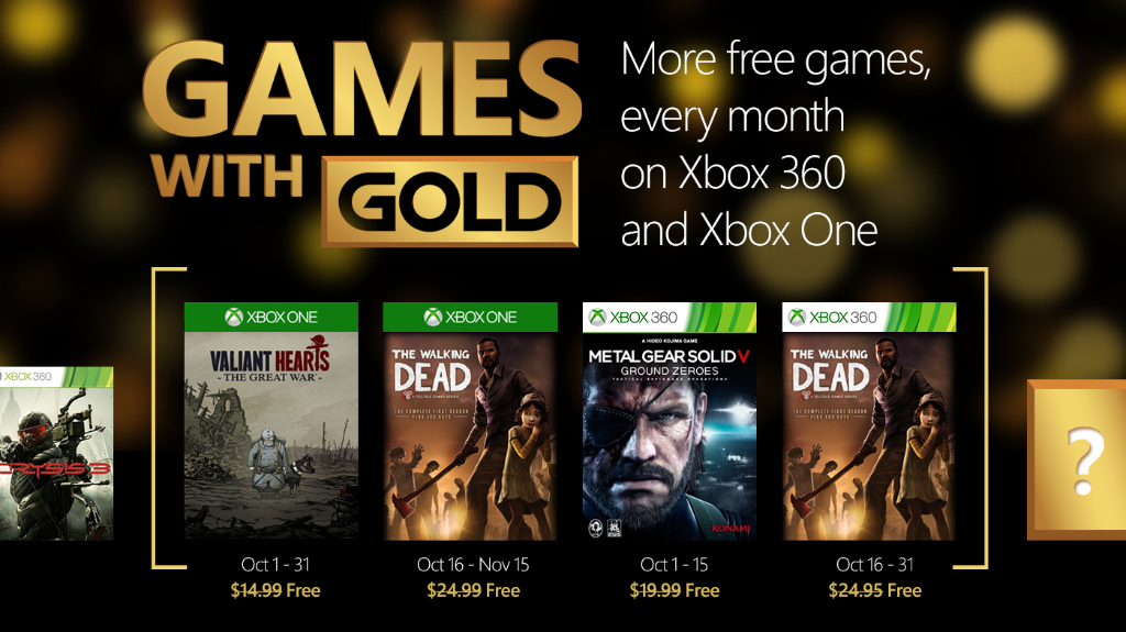 Xbox Live : les jeux gratuits Xbox One et Xbox 360 d&rsquo;octobre 2015