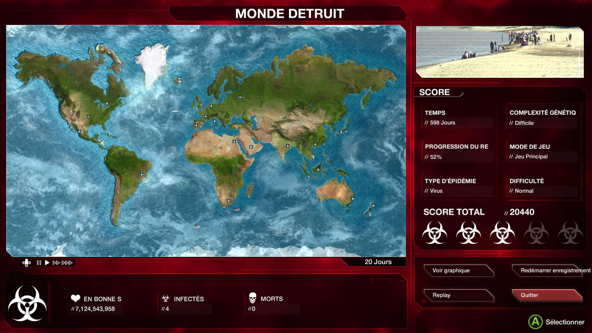 Après chaque partie, vous aurez accès à un replay de cette dernière accompagné de stats