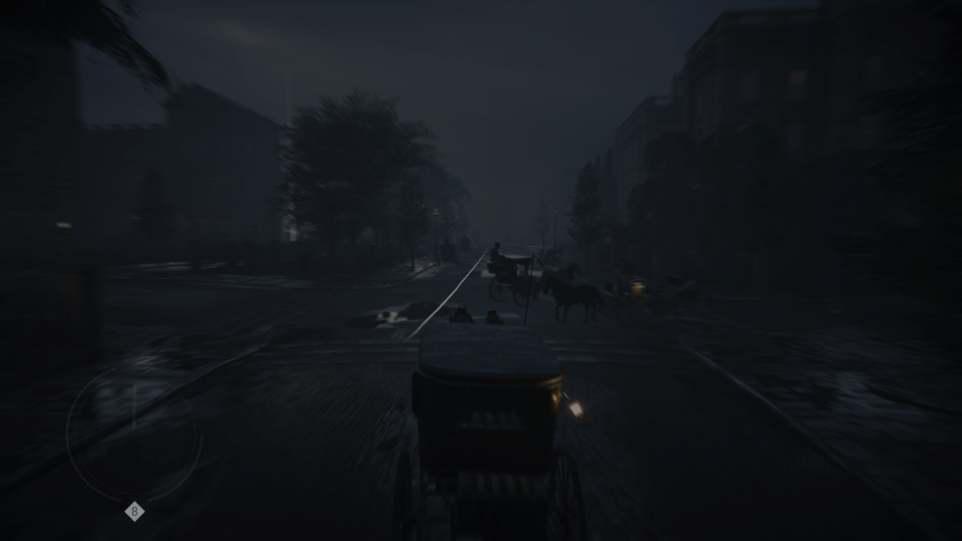 Londres en voiture la nuit.