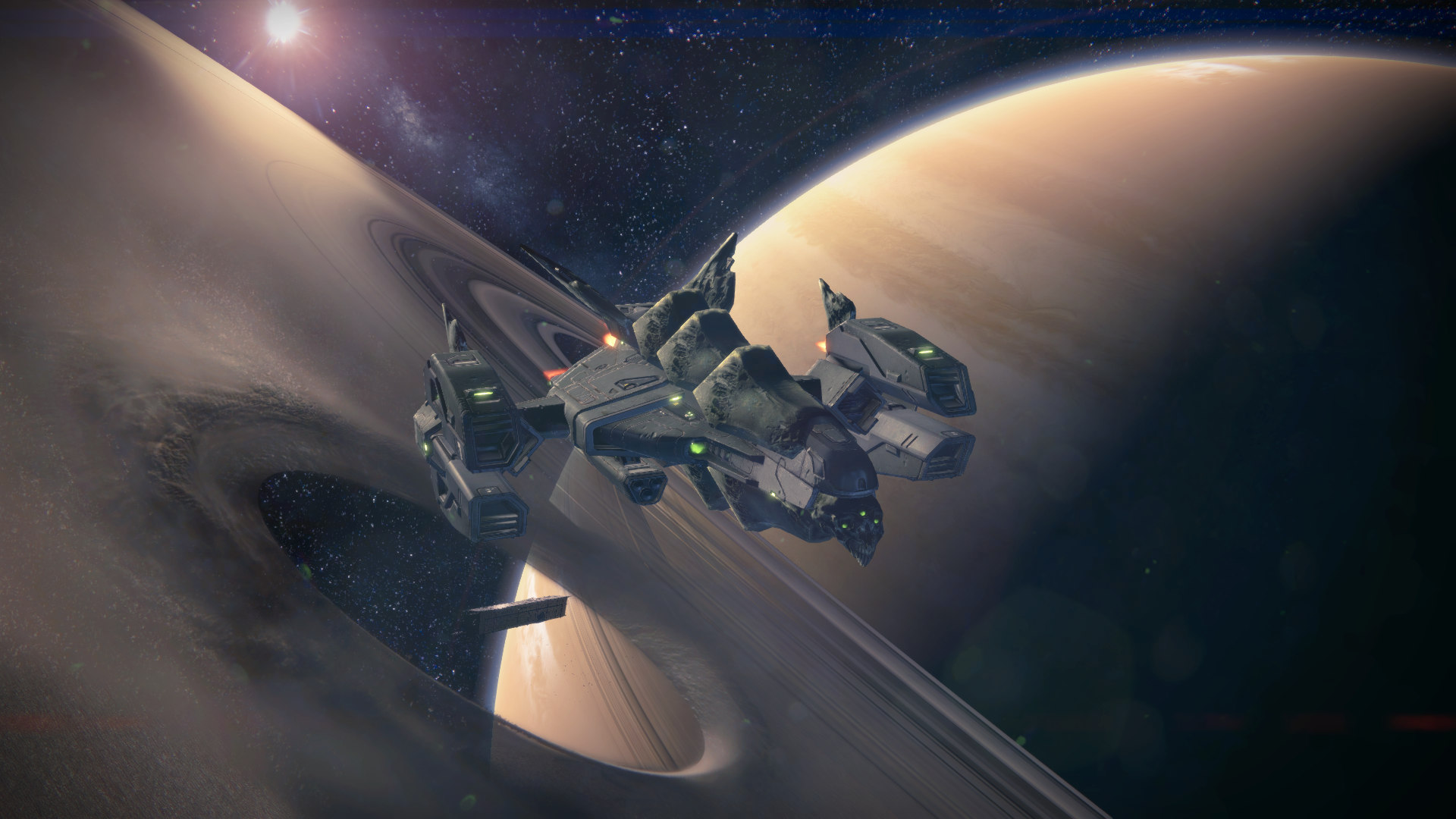 Le Cuirassé s'est installé au beau milieu de l'anneau de Saturne