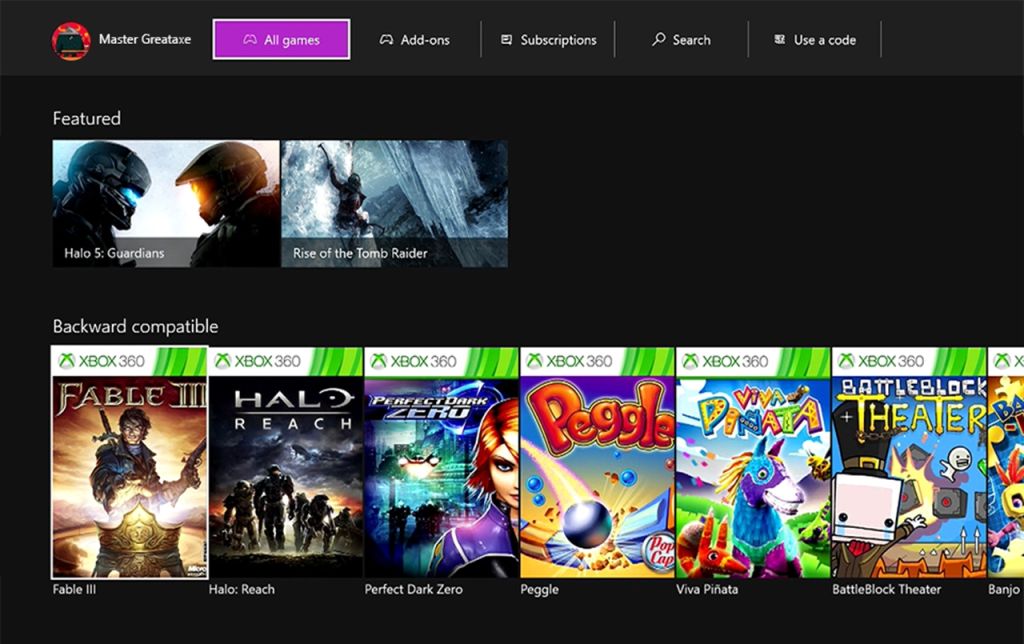 Mise à jour Xbox One : l&rsquo;achat de jeux 360 rétrocompatibles dispo