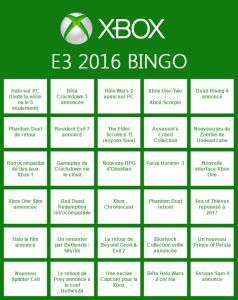 News : E3 2016 Xbox : le Bingo avant les annonces, jouez avec nous