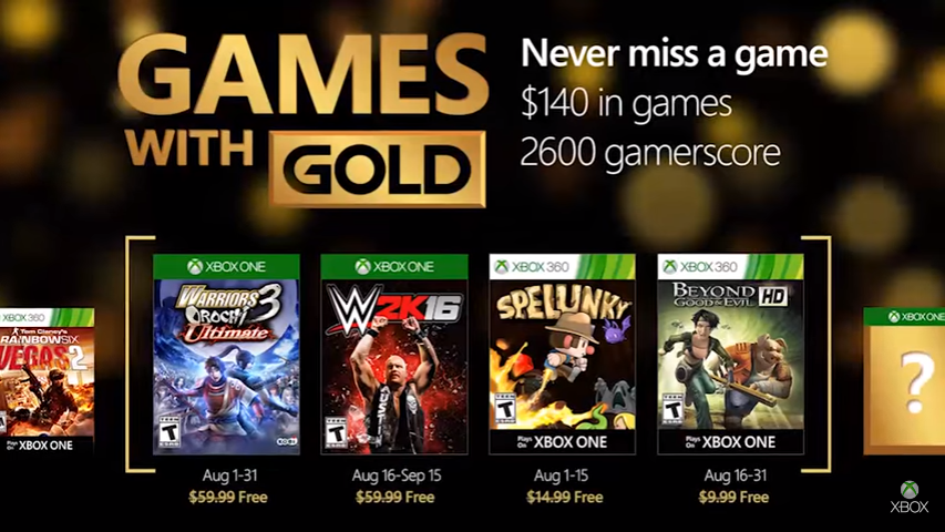 Xbox Live Games with Gold : les premiers jeux gratuits du mois sont dispos