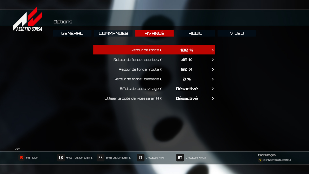 Un petit coup d’œil sur les quelques réglages disponibles pour le volant