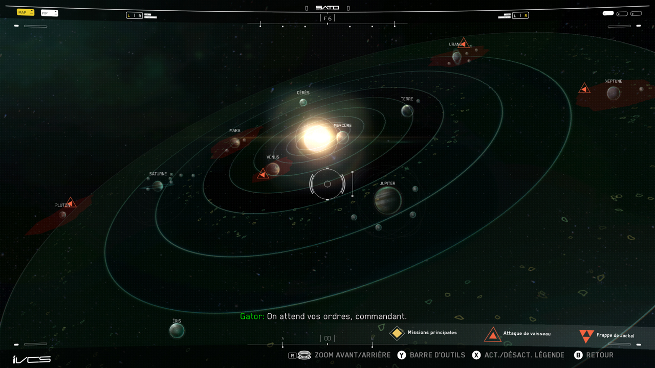 C'est sur cette carte du système que l'on choisira quelles missions effectuer