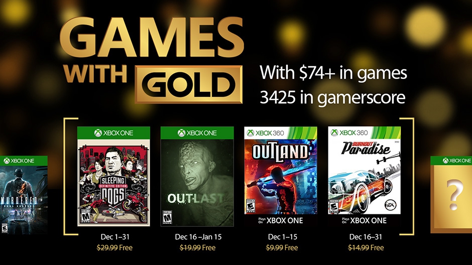 Xbox Live : les jeux gratuits Xbox One et Xbox 360 de décembre 2016