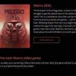 Un nouveau jeu Metro est en préparation, mais ne sortira pas en 2017