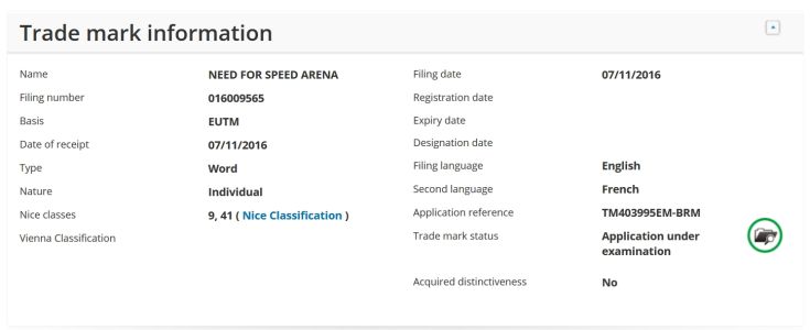 News : Need For Speed Arena vient d’être enregistré par Electronic Arts