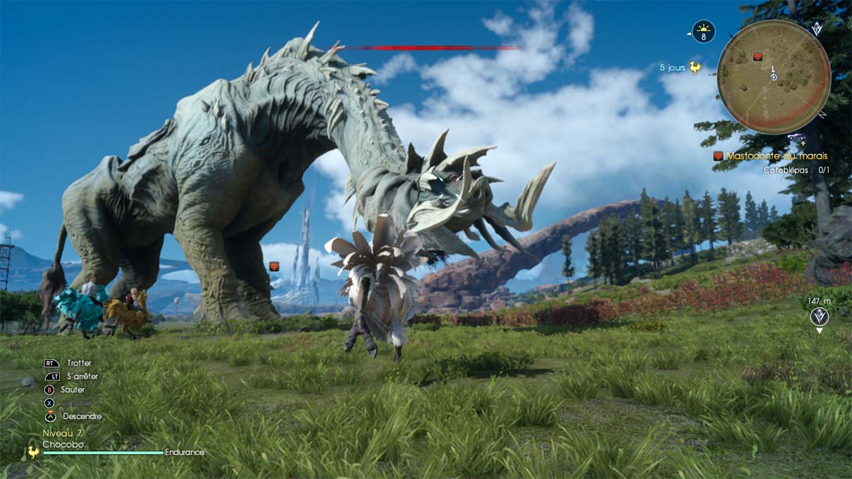 Voyager à dos de chocobo et croiser des créatures immenses...