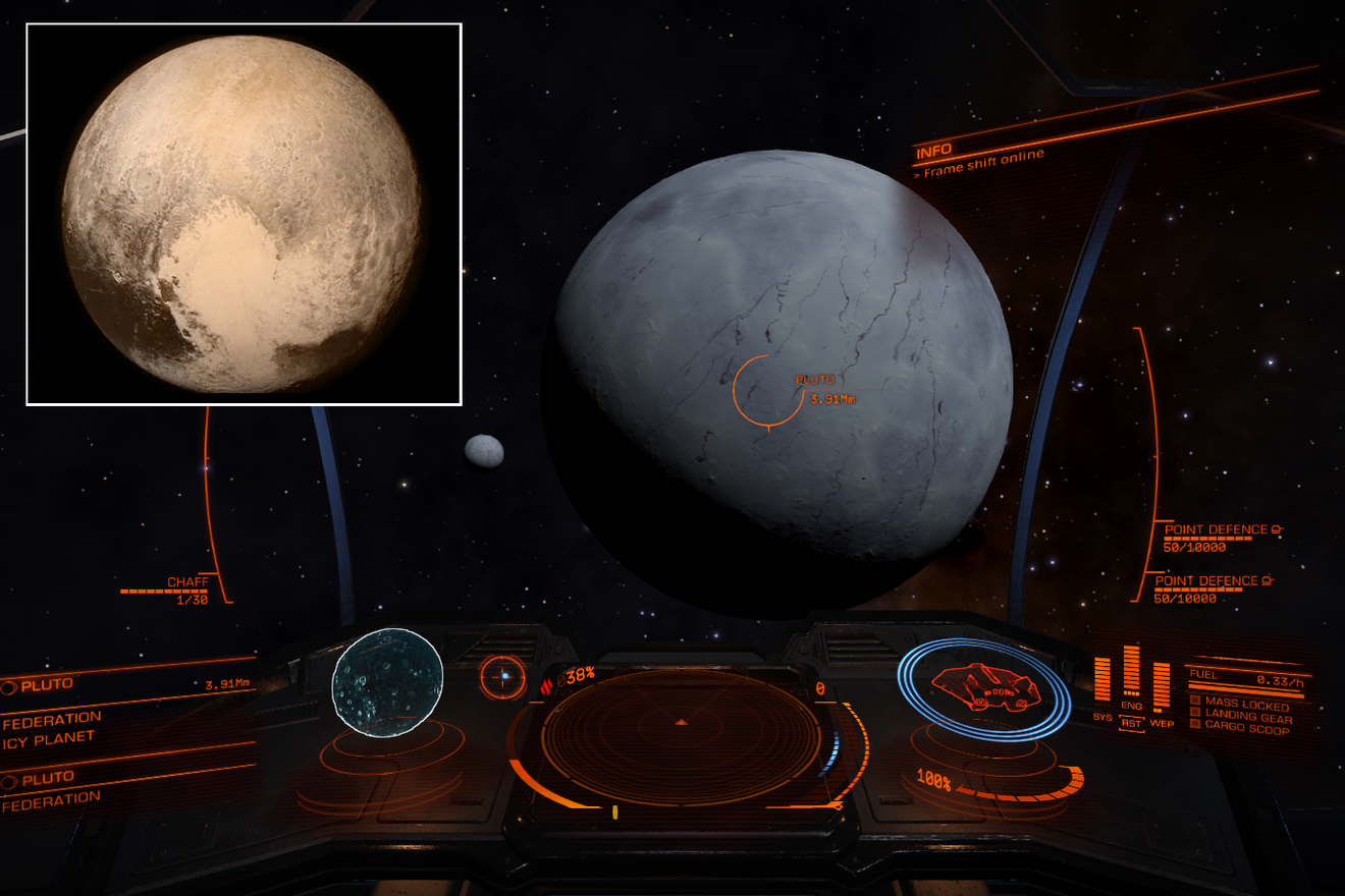 Pluton : photo de la NASA vs apparence dans Elite Dangerous