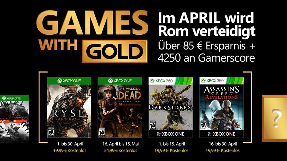 Xbox Live Games With Gold : les jeux gratuits Xbox One et Xbox 360 d&rsquo;avril 2017