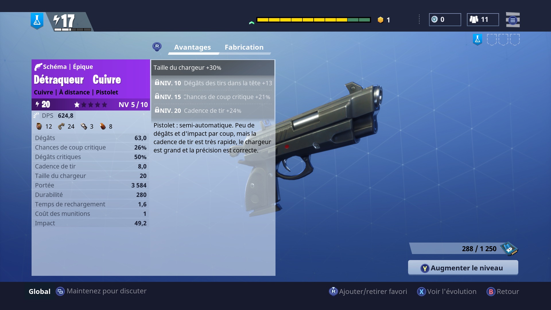 Les armes comme les personnages peuvent évoluer avec de l'XP