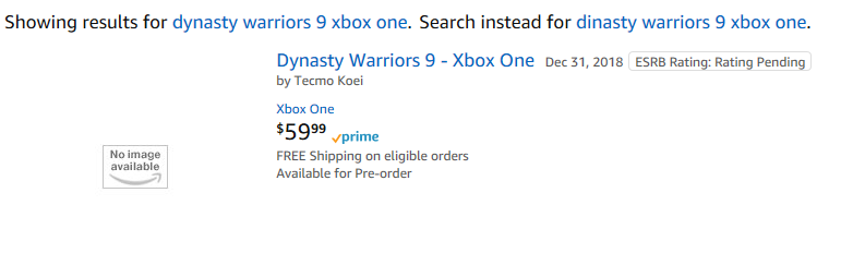 News : Dynasty Warriors 9 : confirmé par Amazon US ?