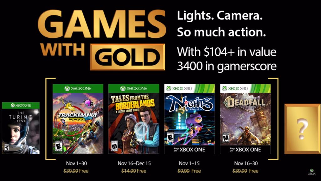 Xbox Live Games With Gold : les jeux gratuits Xbox One et Xbox 360 de novembre 2017