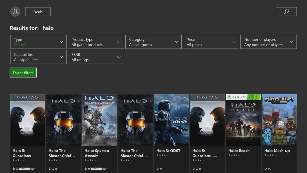 Xbox One : mise à jour du store Xbox avec davantage d’options de filtre