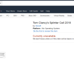 Splinter Cell 2018 vu sur Amazon ! Une annonce à venir ?