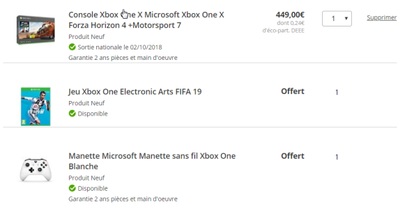 News : [Super Deal] Xbox One X + Fifa 19 + Forza Horizon 4 + 2ème manette à 449€ !