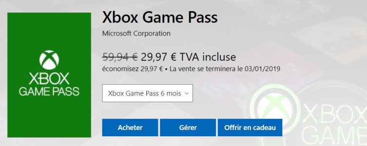 News : Le Xbox Game Pass en promotion sur le store Xbox