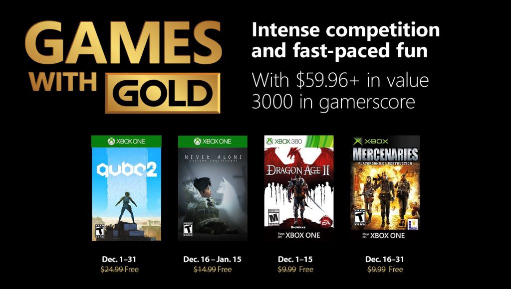 Games With Gold décembre 2018 : la liste des jeux Xbox gratuits