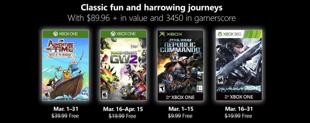 Games With Gold mars 2019 : la liste des jeux Xbox gratuits