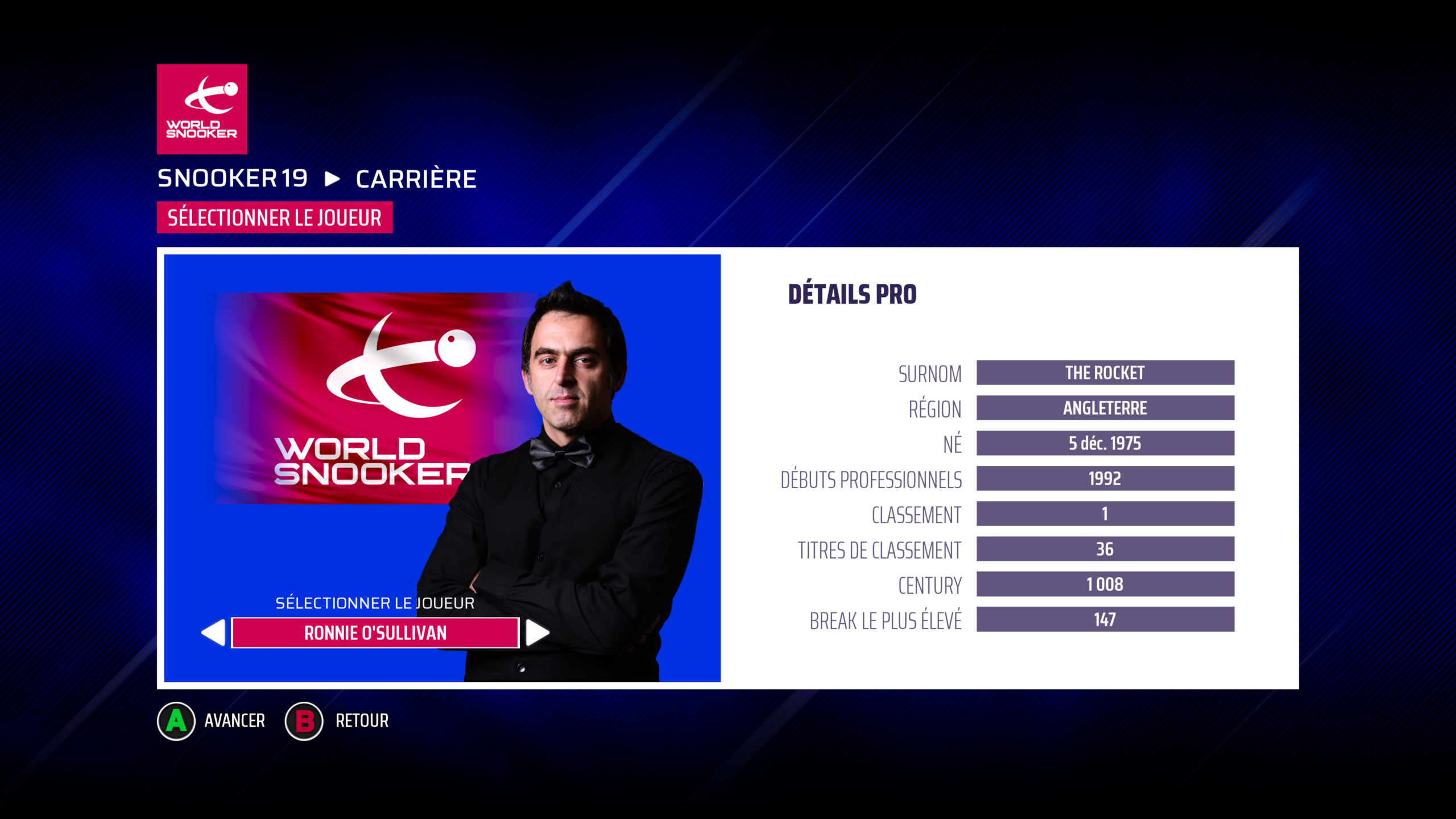 Incarnez des légendes du Snooker
