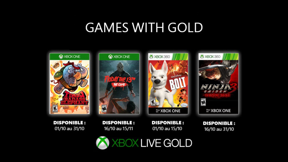 Games With Gold octobre 2019 : la liste des jeux Xbox gratuits