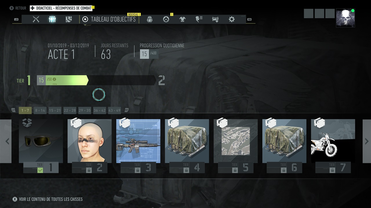 Les rangs à gravir dans les missions de factions.
