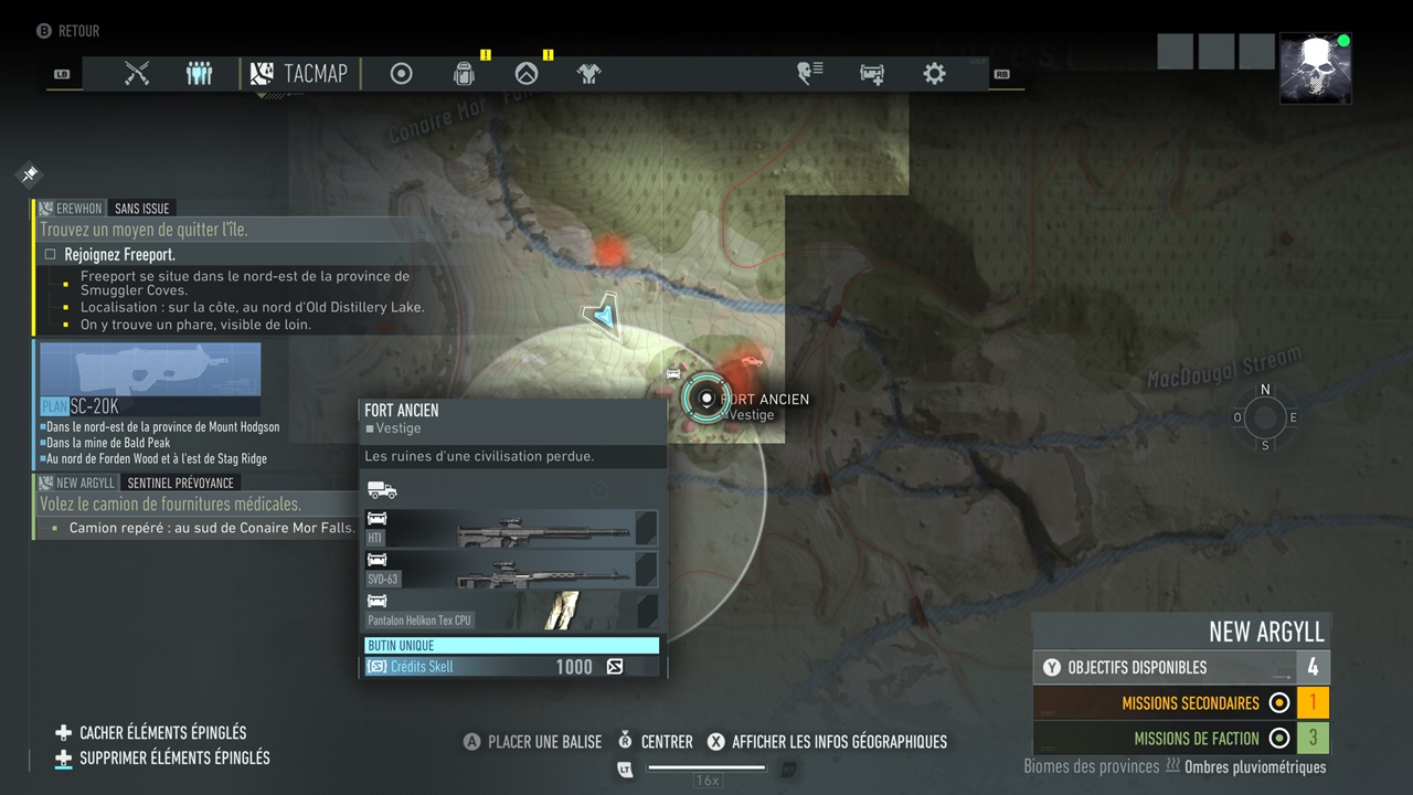 Découvrir un lieu vous informe sur le loot à récupérer.