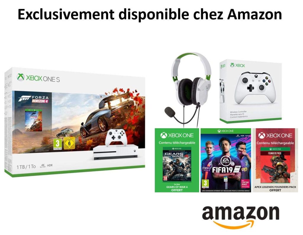 Black Friday Amazon : Xbox One S + casque + 4 jeux + manette à 210€ !