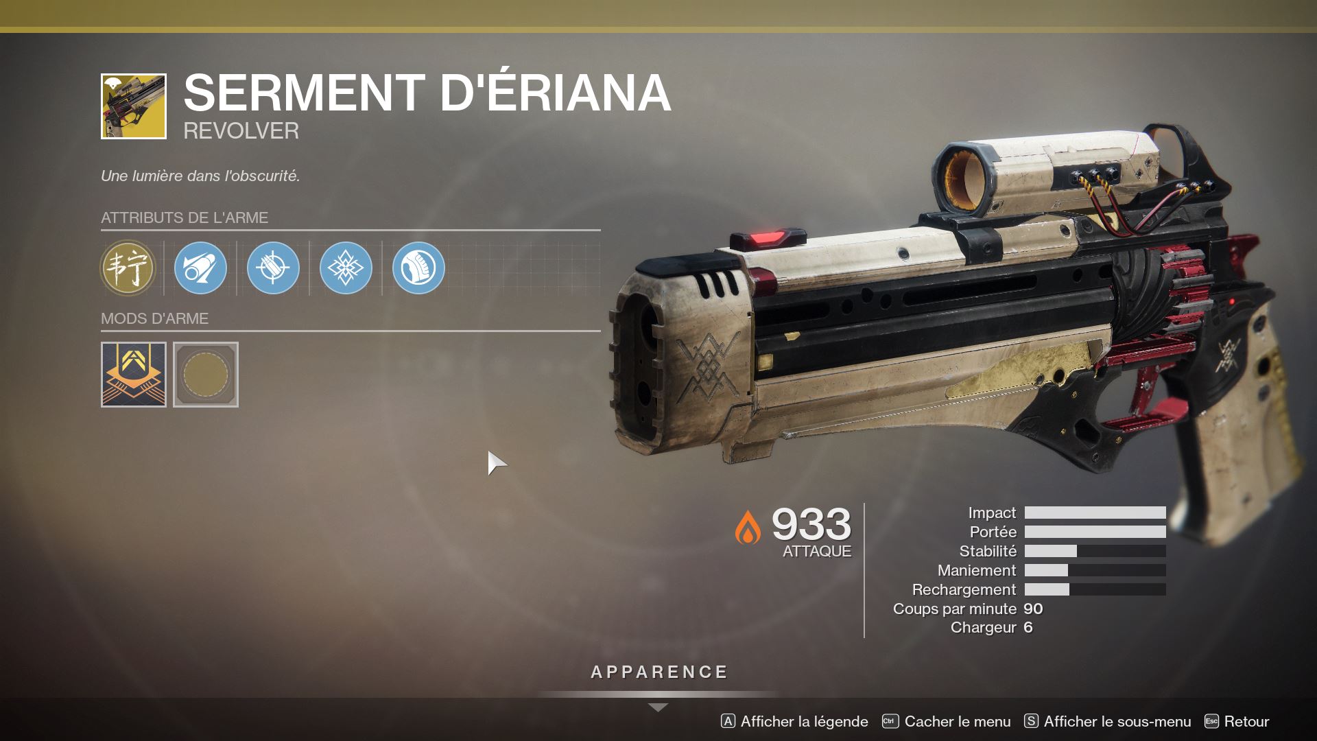 Serment D'Ériana était l'arme exotique donnée dans le Battle Pass de la saison des Éternels