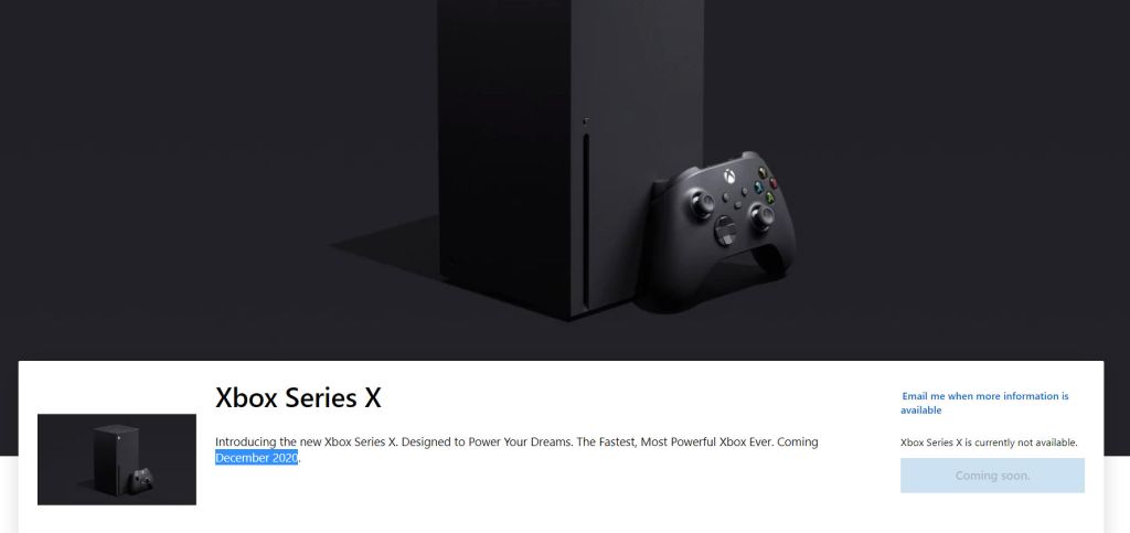 Sortie de la Xbox Series X en décembre 2020