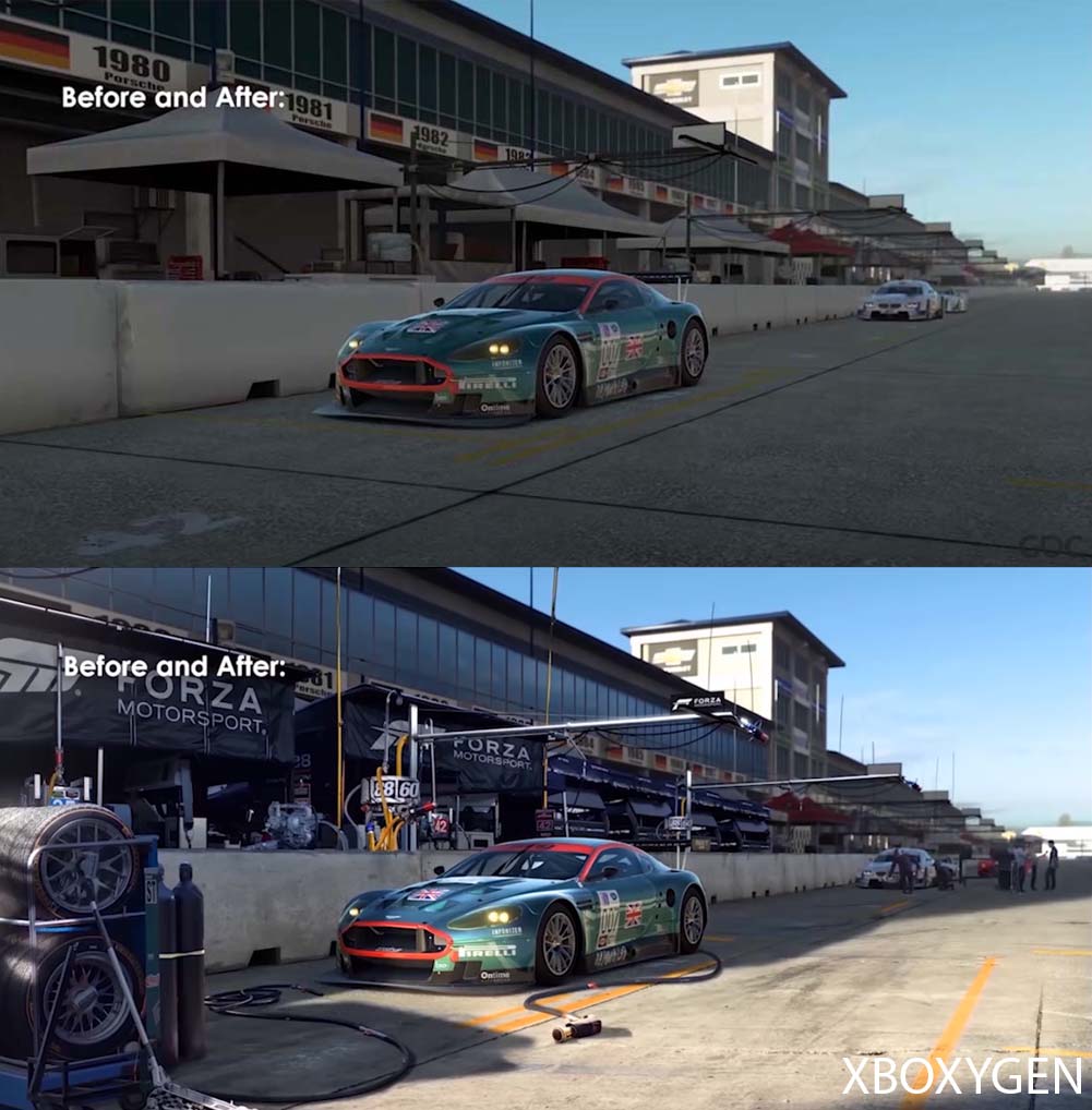Forza Motorsport : avant/après les optimisations graphiques (lumière, textures...)