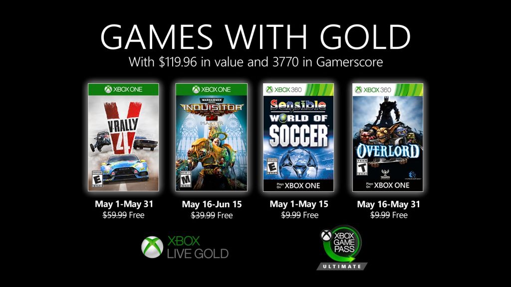 Games With Gold mai 2020 : la liste des jeux Xbox gratuits