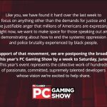 Le PC Gaming Show et le Future Games Show sont également repoussés !