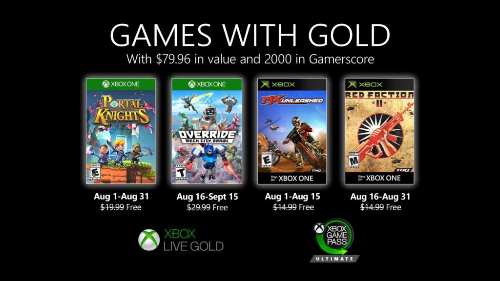 Games With Gold août 2020 : la liste des jeux Xbox gratuits